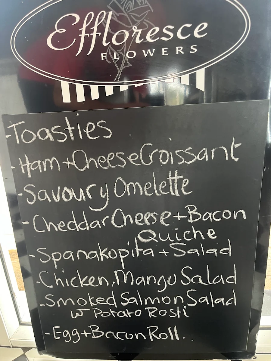 Menu, Effloresce Flowers & Cafe