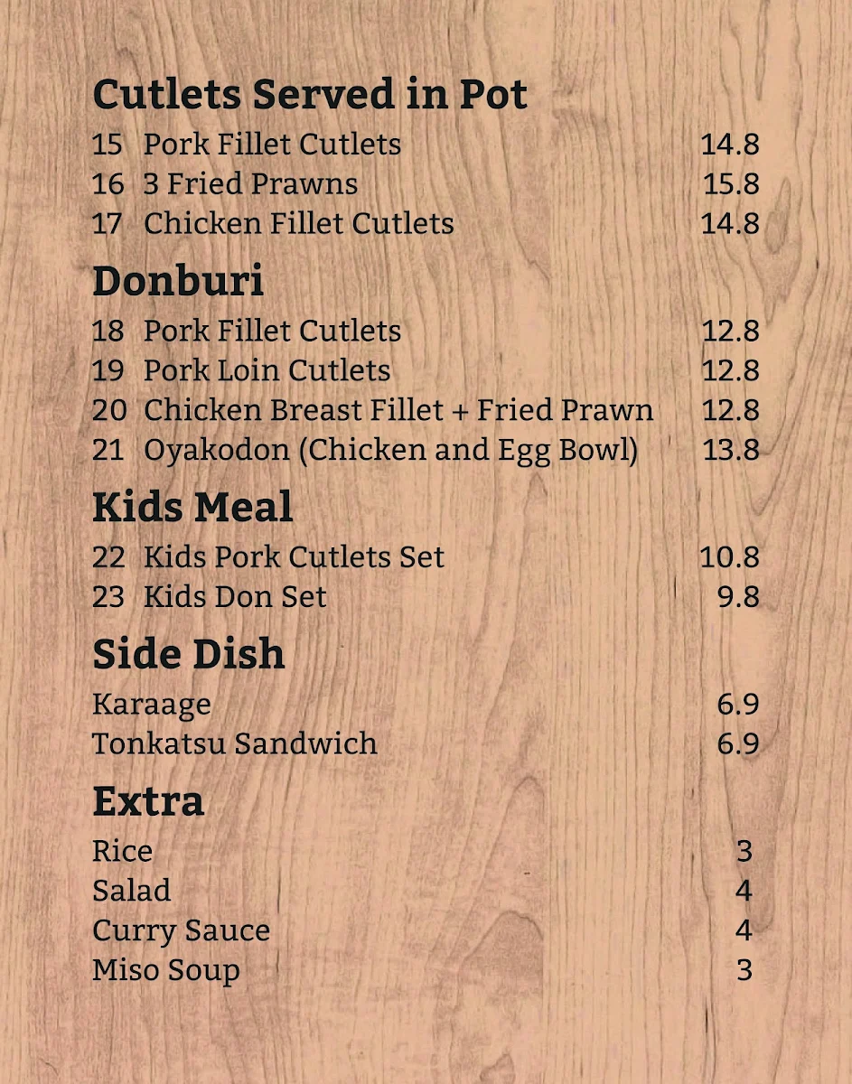 Menu, Tonkatsu