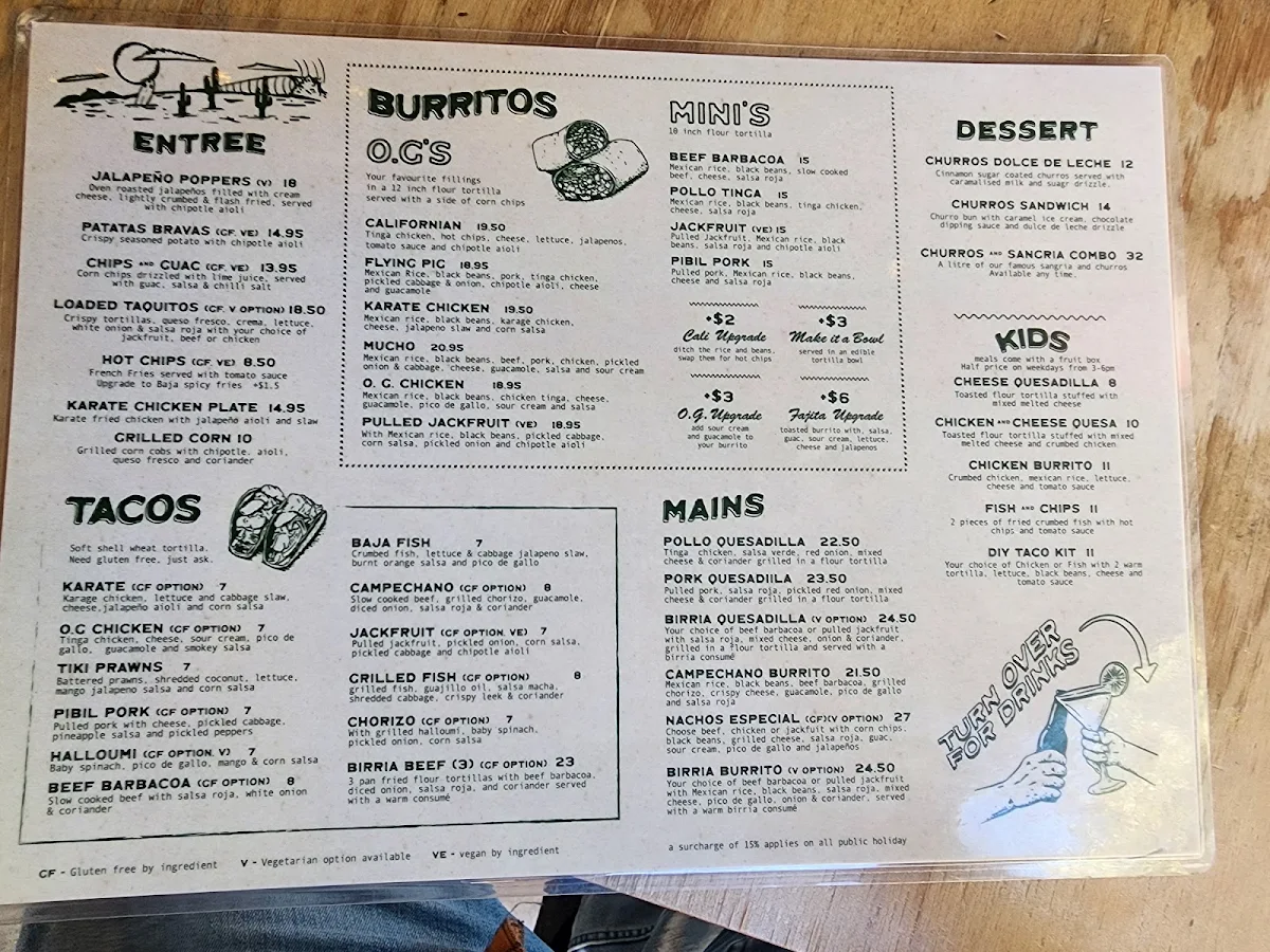Menu, Beach Burrito Co. Glenelg