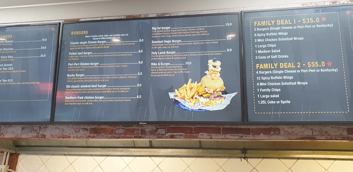 Menu, Fat Burgers & Grill