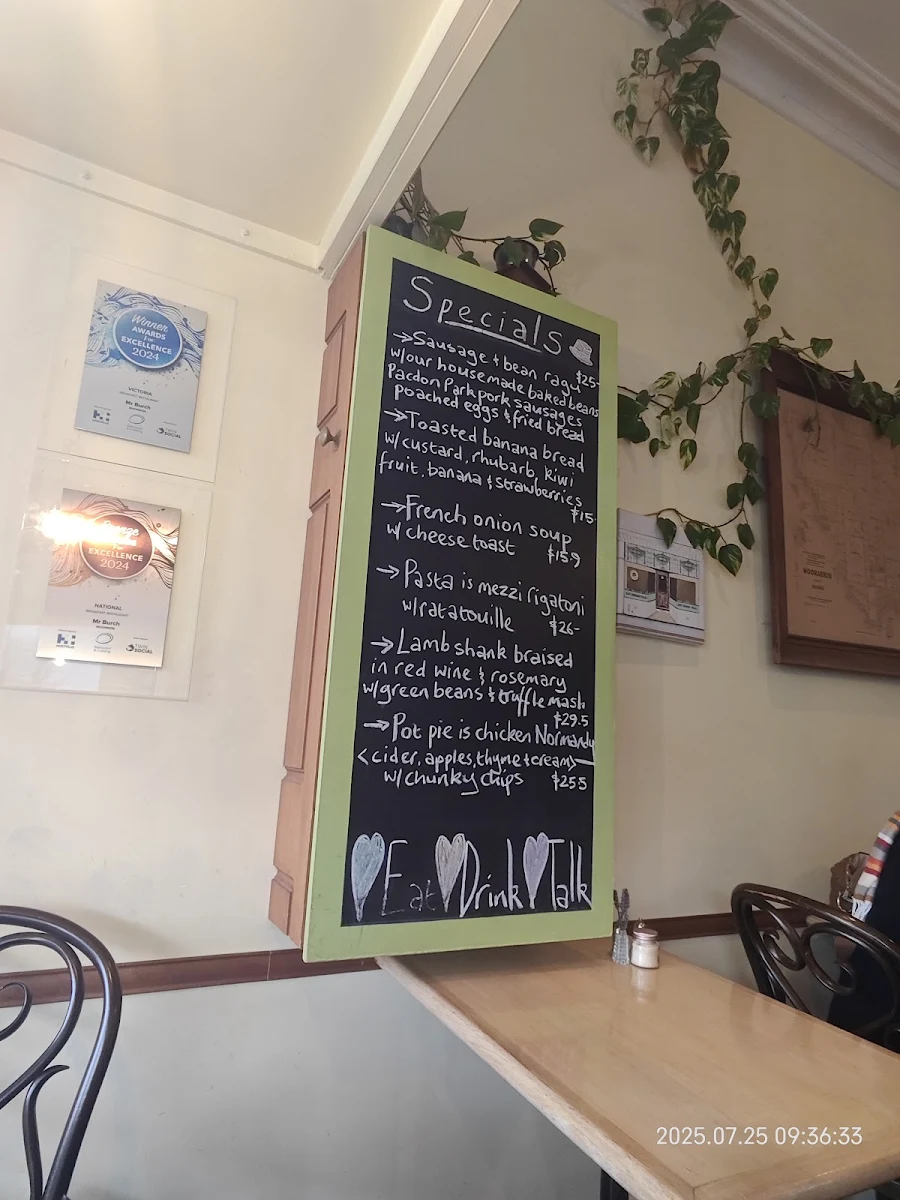 Menu, Mr Burch