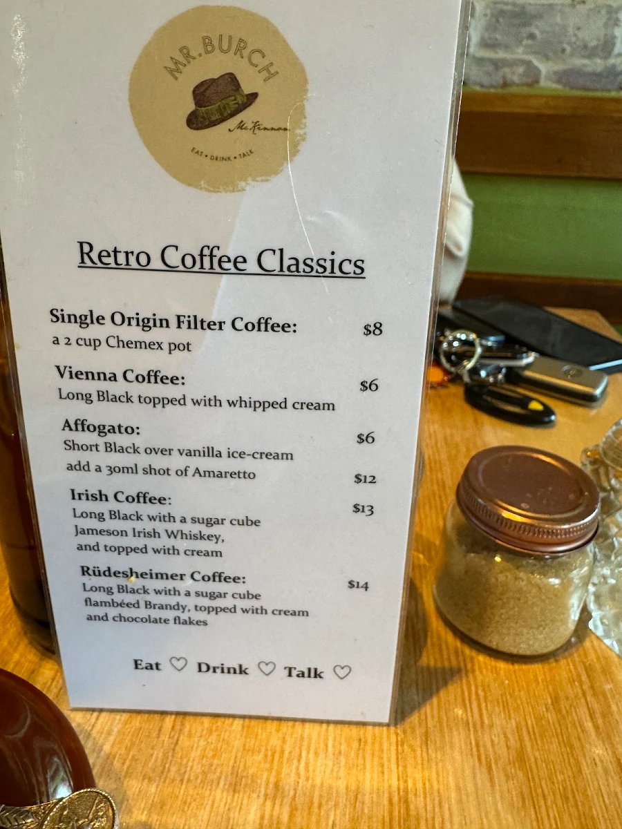 Menu, Mr Burch