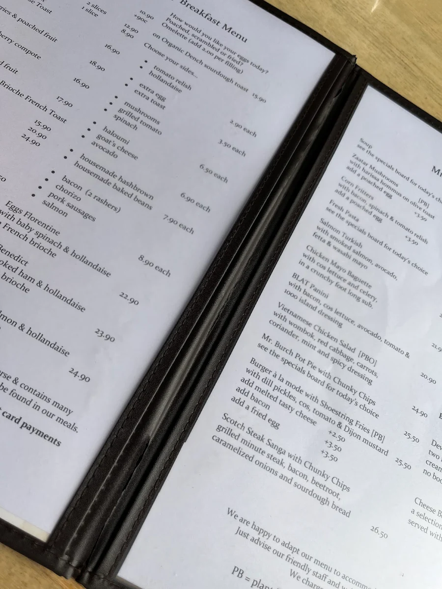 Menu, Mr Burch