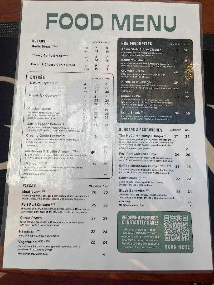 Menu, The Junction Hotel