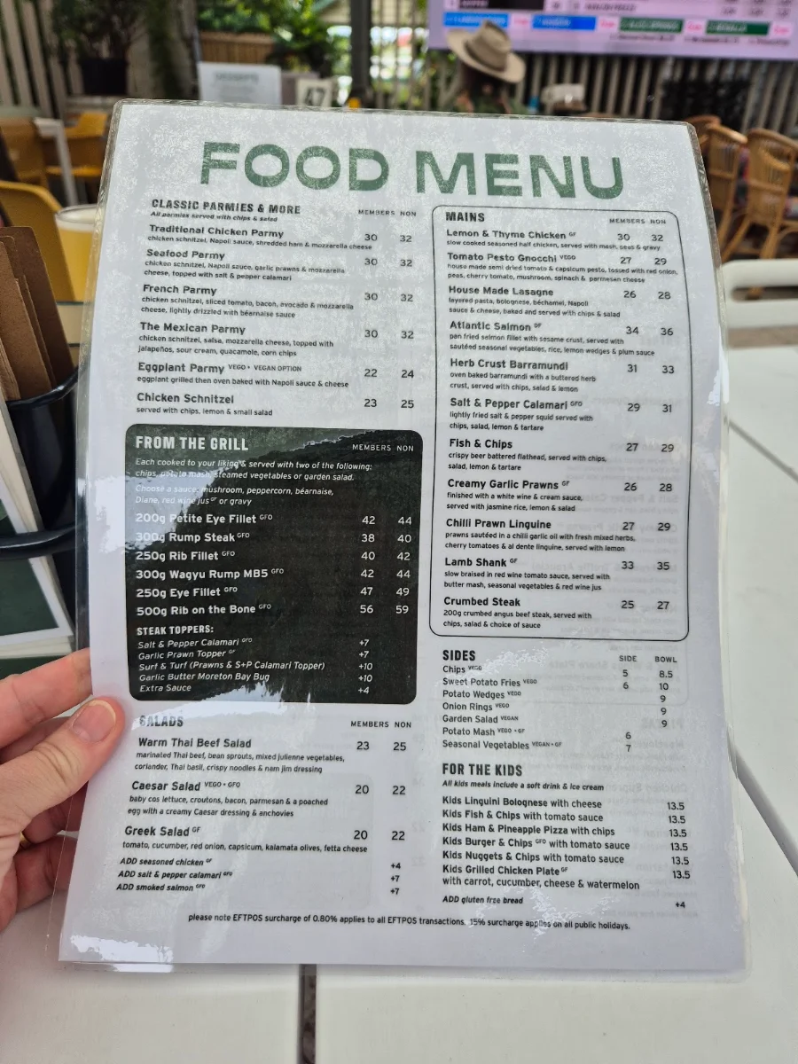 Menu, The Junction Hotel