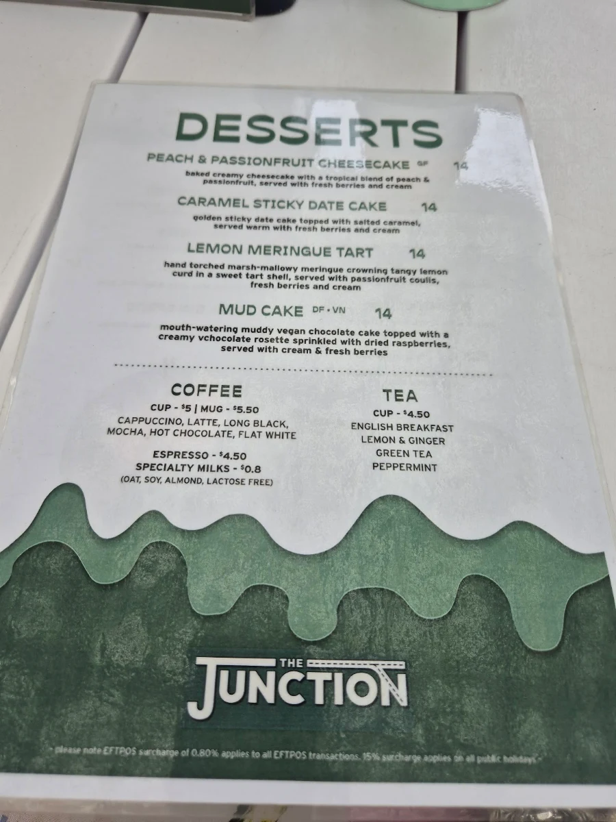 Menu, The Junction Hotel