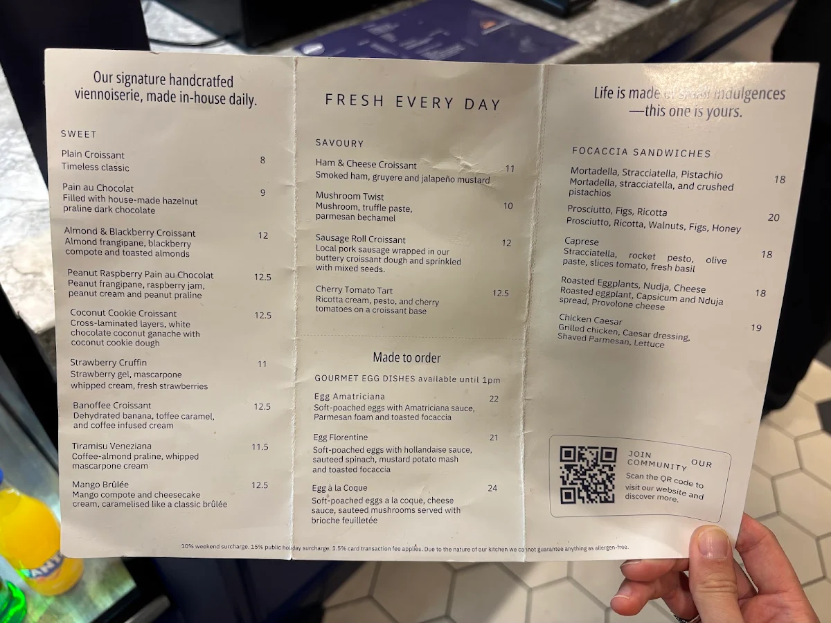 Menu, Croissanteria