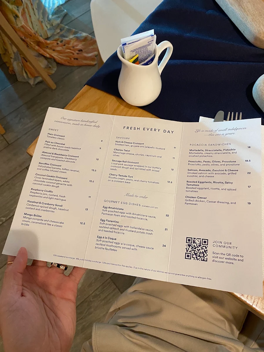 Menu, Croissanteria