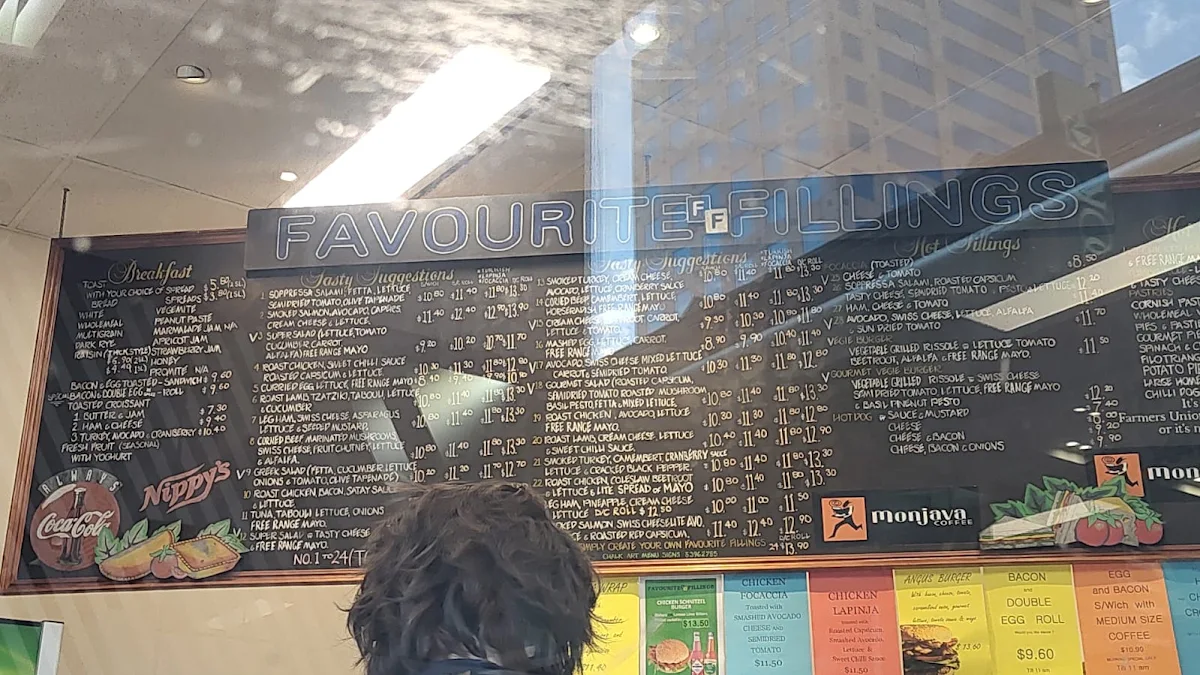 Menu, Favourite Fillings Lunch Bar