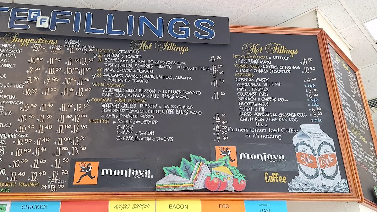 Menu, Favourite Fillings Lunch Bar