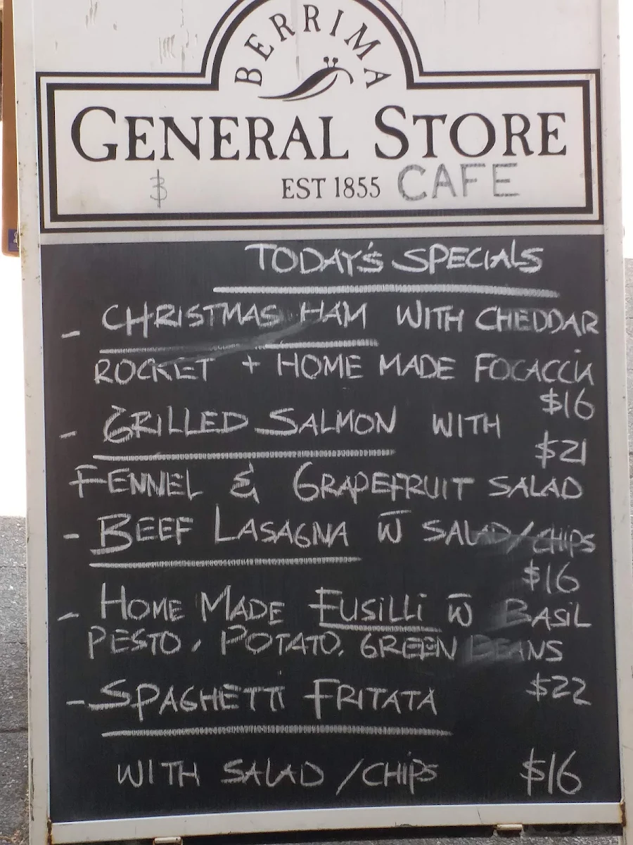 Menu, Berrima General Store & Café
