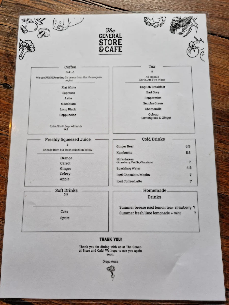 Menu, Berrima General Store & Café