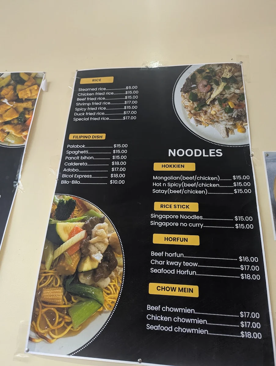 Menu, Henry's Asian Restaurant