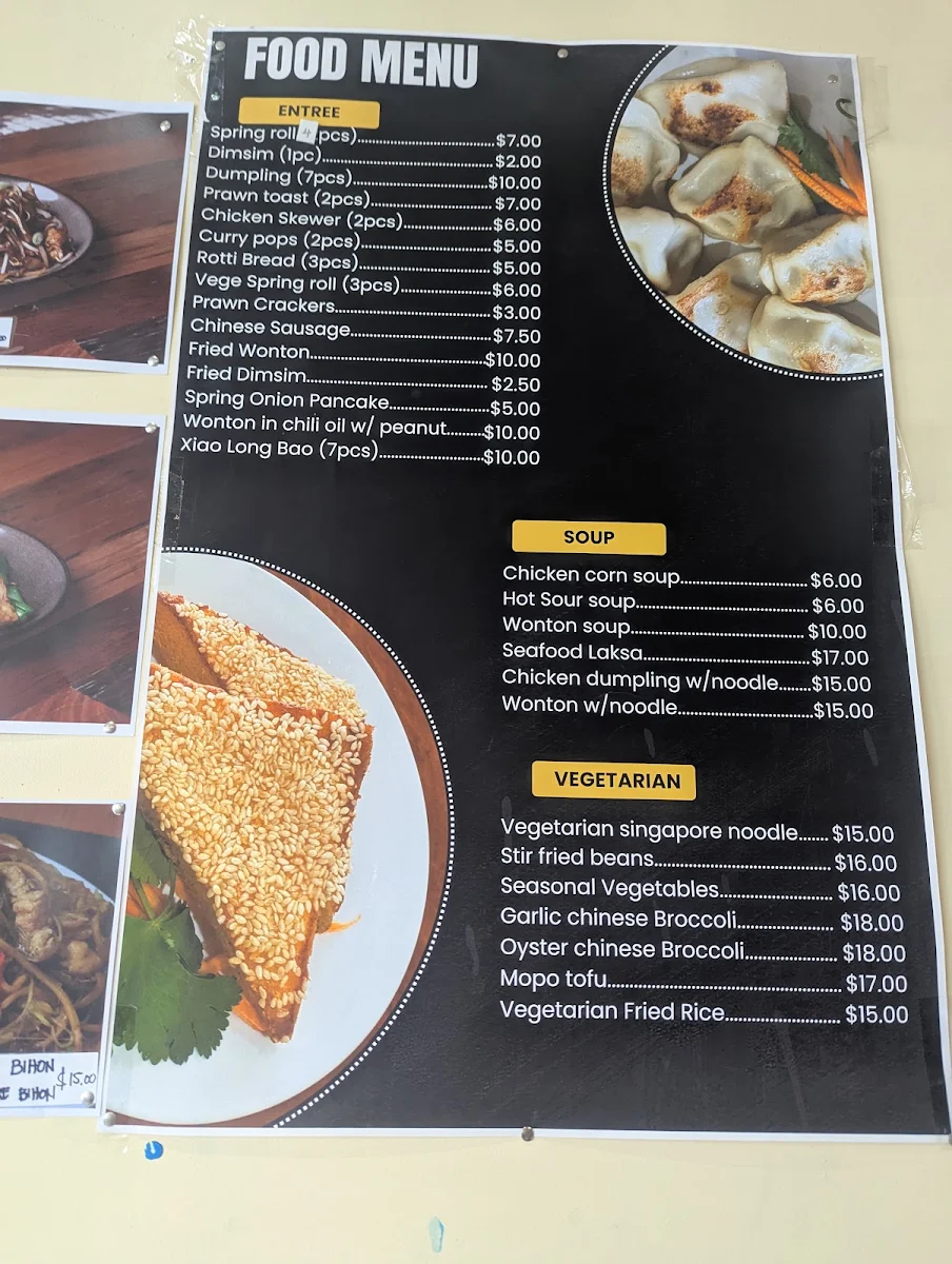 Menu, Henry's Asian Restaurant