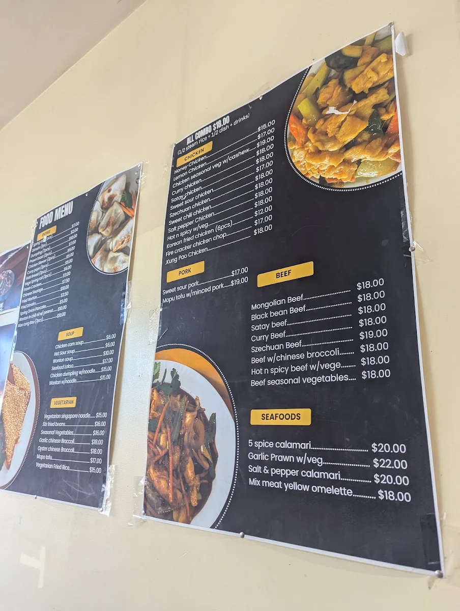Menu, Henry's Asian Restaurant