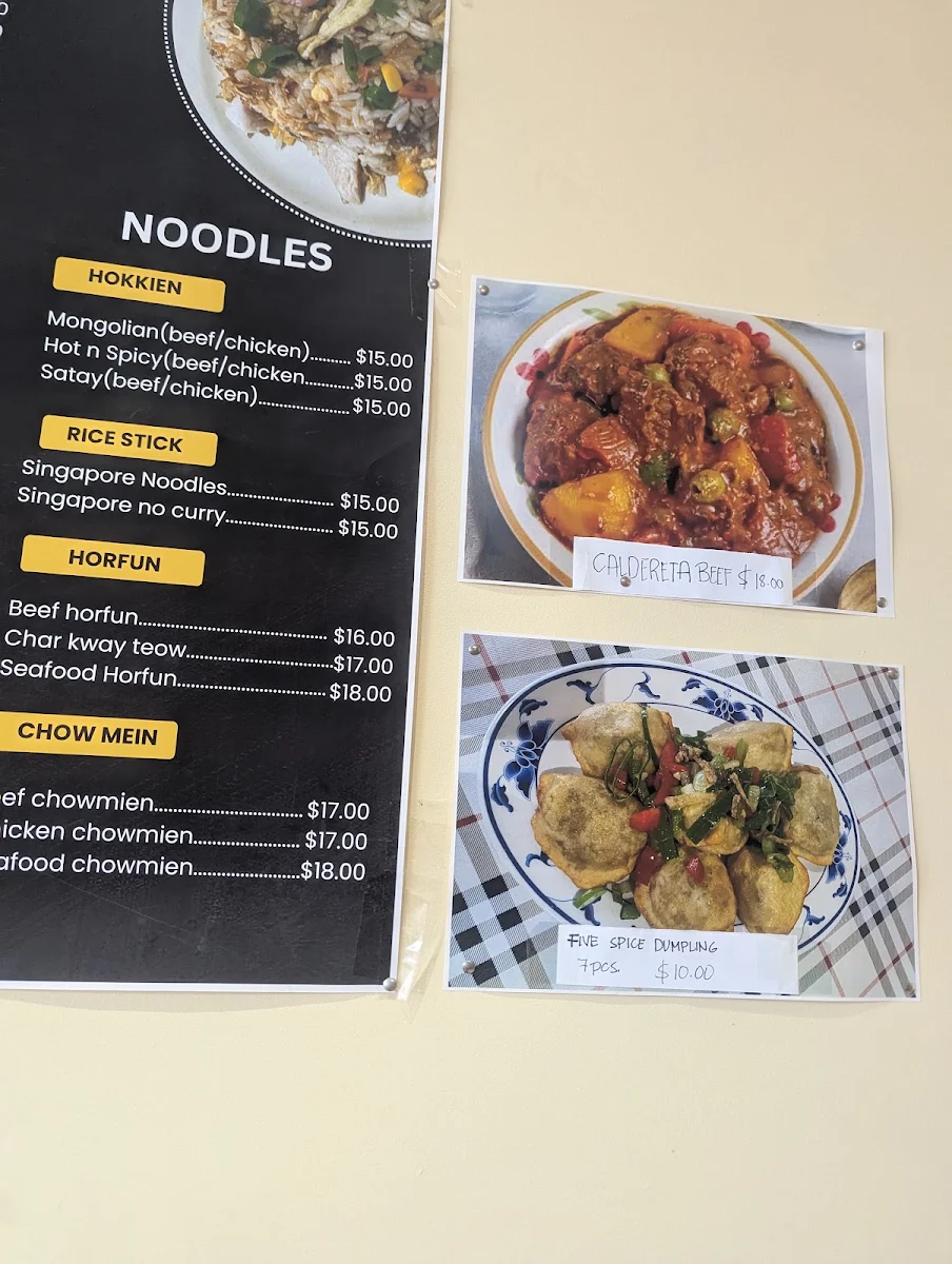 Menu, Henry's Asian Restaurant