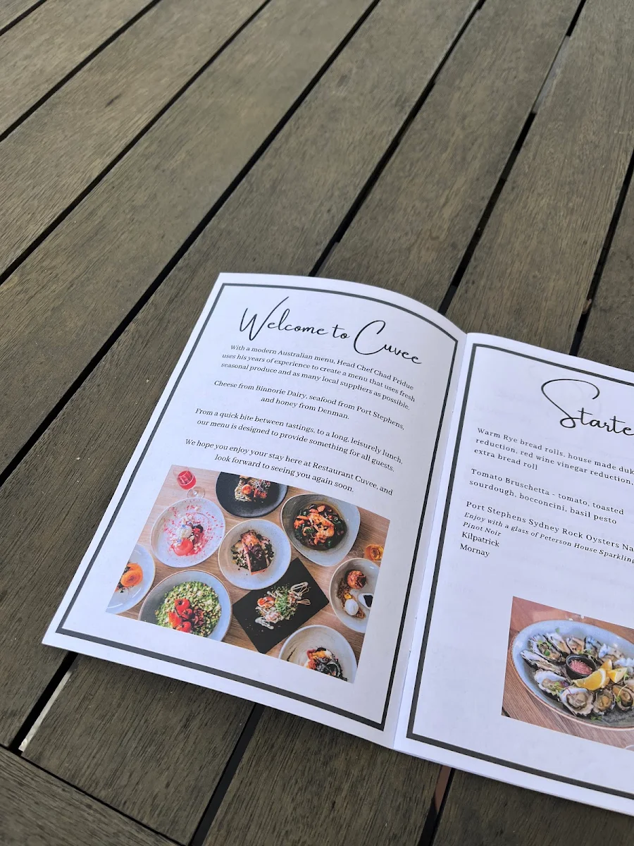 Menu, Restaurant Cuvée