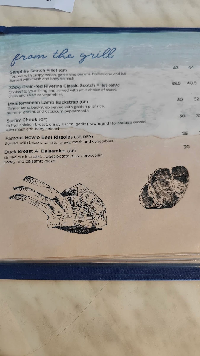 Menu, Kitty's Bar