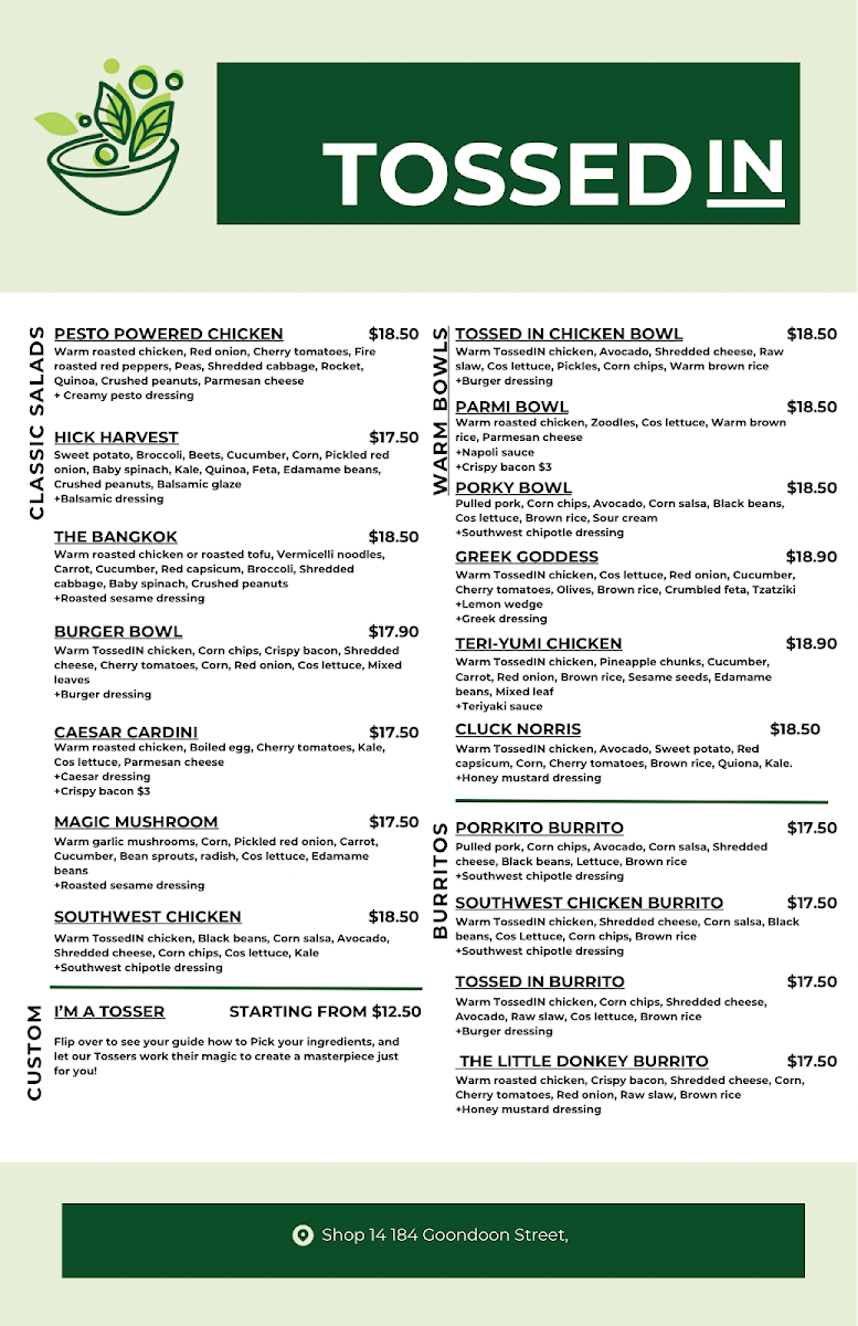 Menu, Tossed in