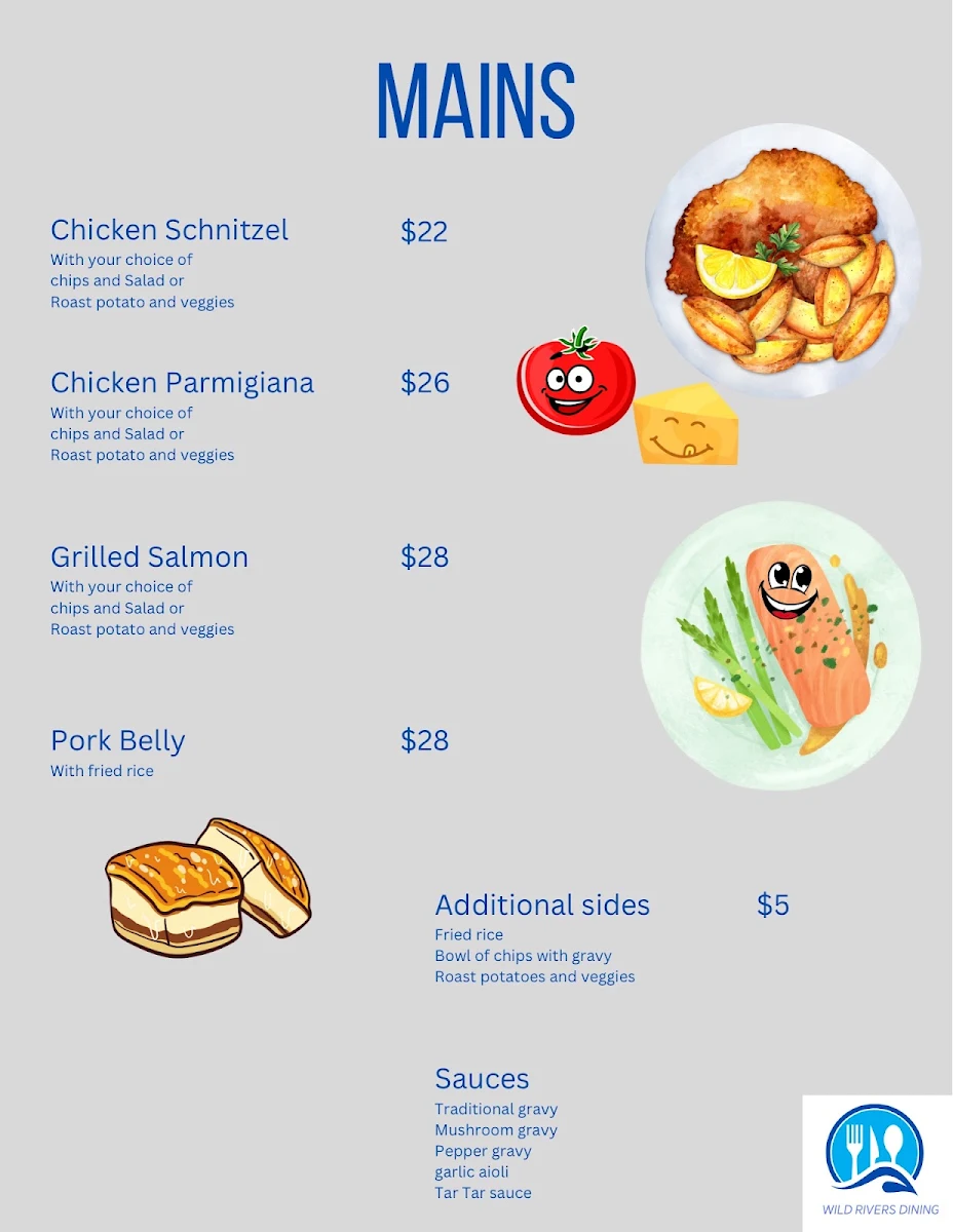 Menu, Wild Rivers Dining