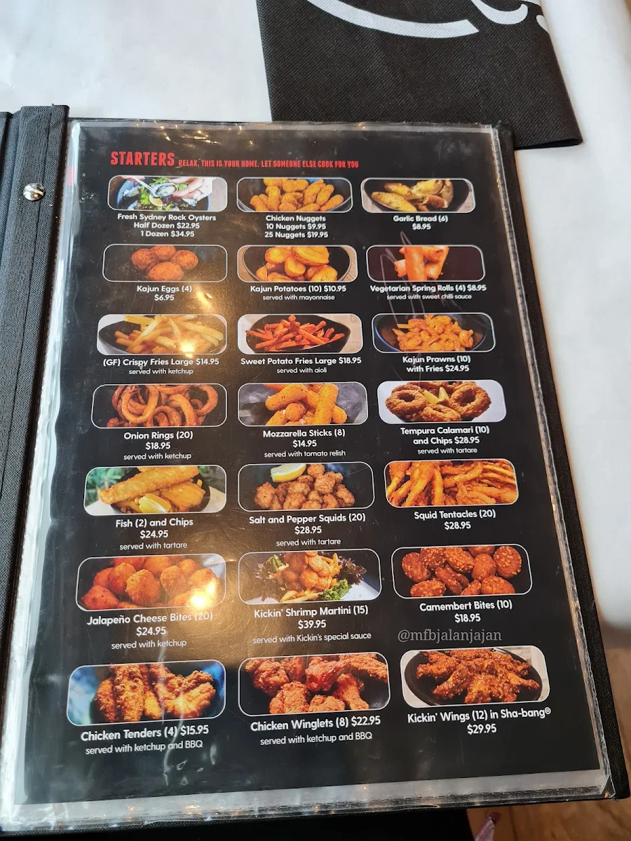 Menu, Kickin'Inn Zetland