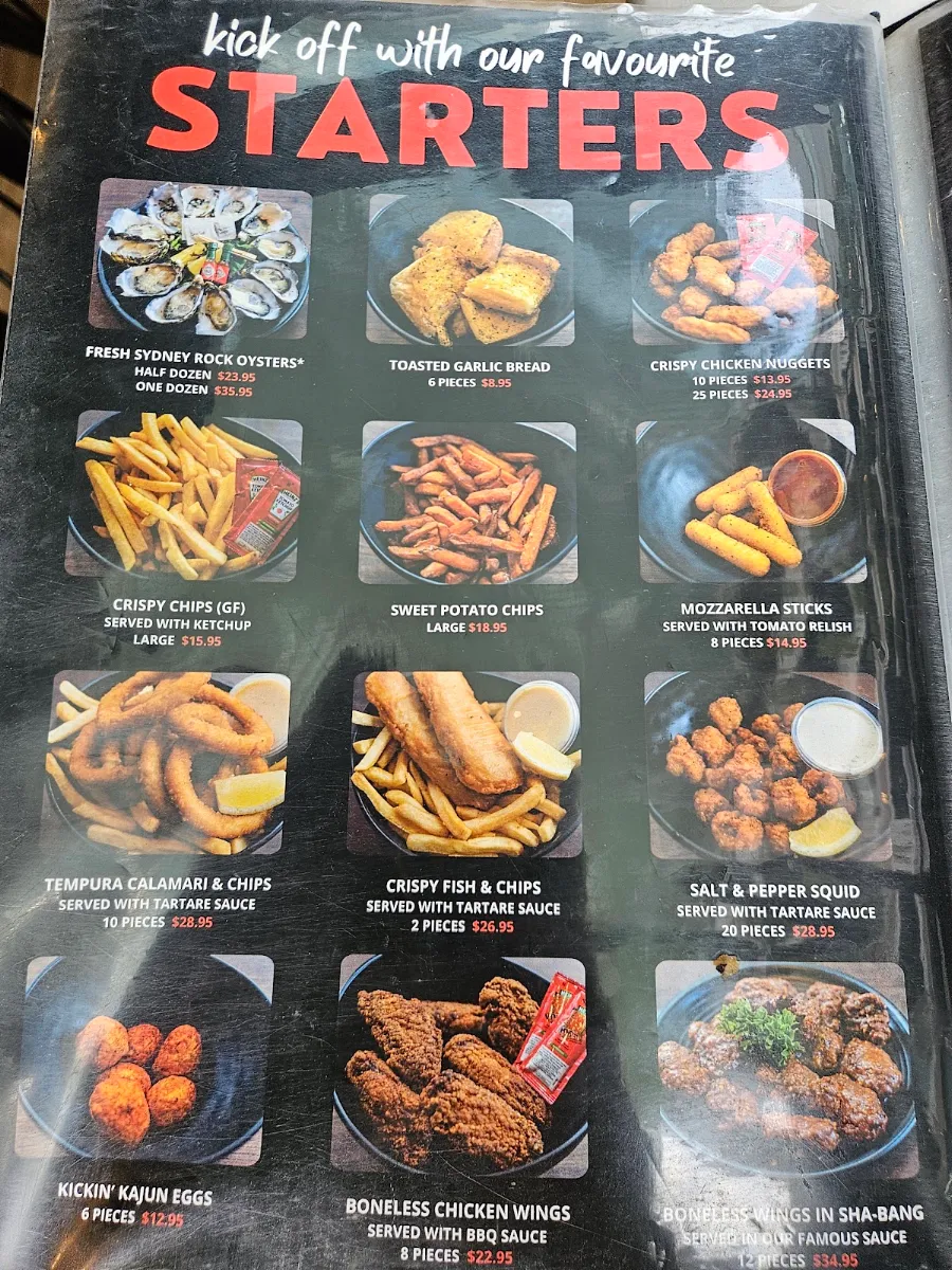 Menu, Kickin'Inn Zetland