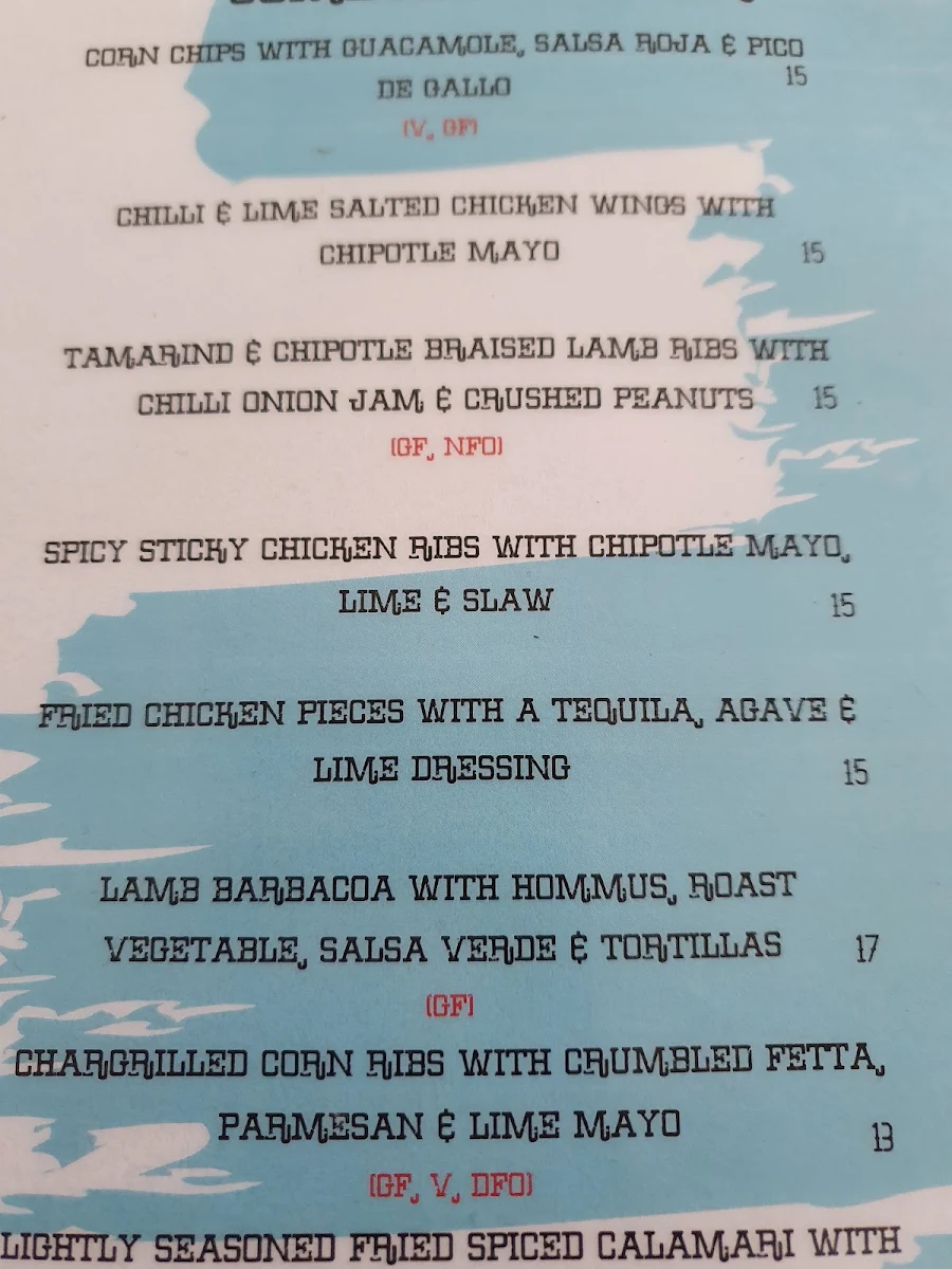 Menu, Post Street Social