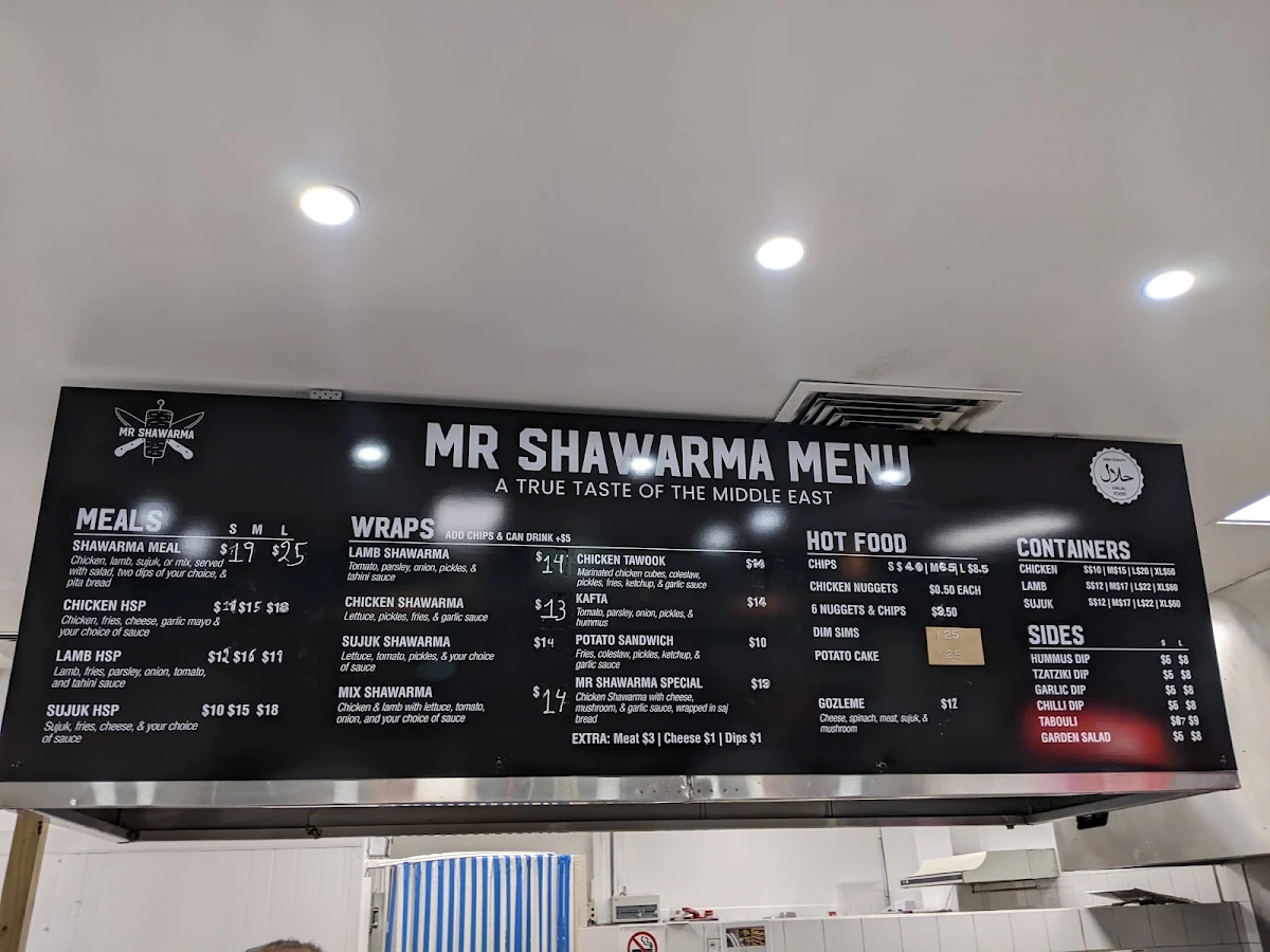 Menu, Mr Shawarma