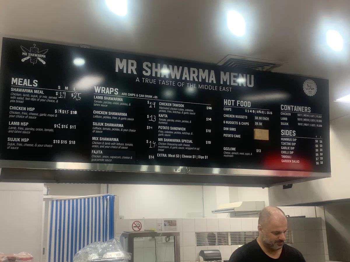Menu, Mr Shawarma