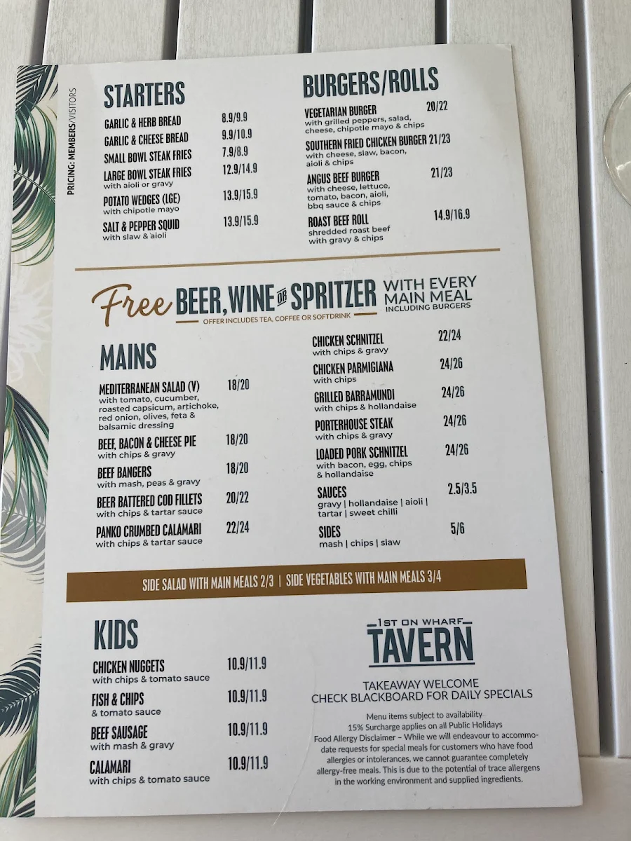 Menu, 1st On Wharf