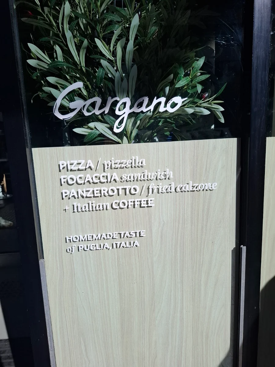 Menu, Gargano Pizzeria Focacceria