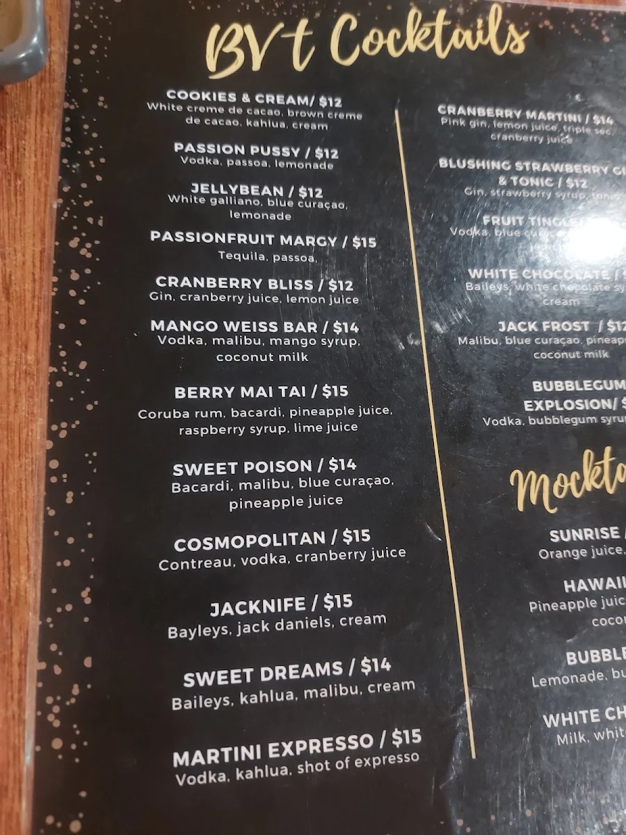 Menu, Brisbane Valley Tavern (Aust)