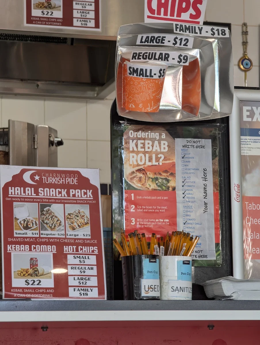 Menu, Charnwood Turkish Pide