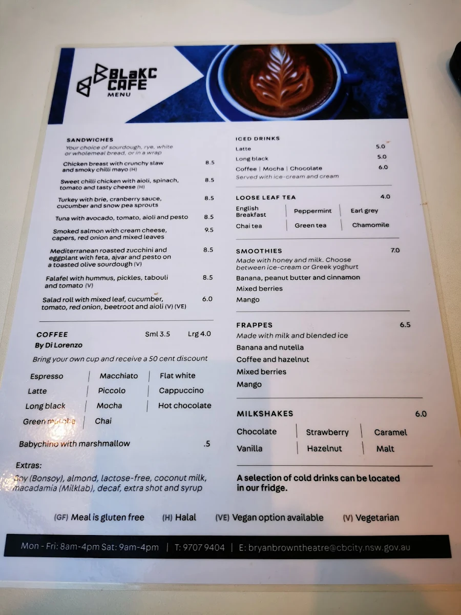 Menu, BLaKC Cafe