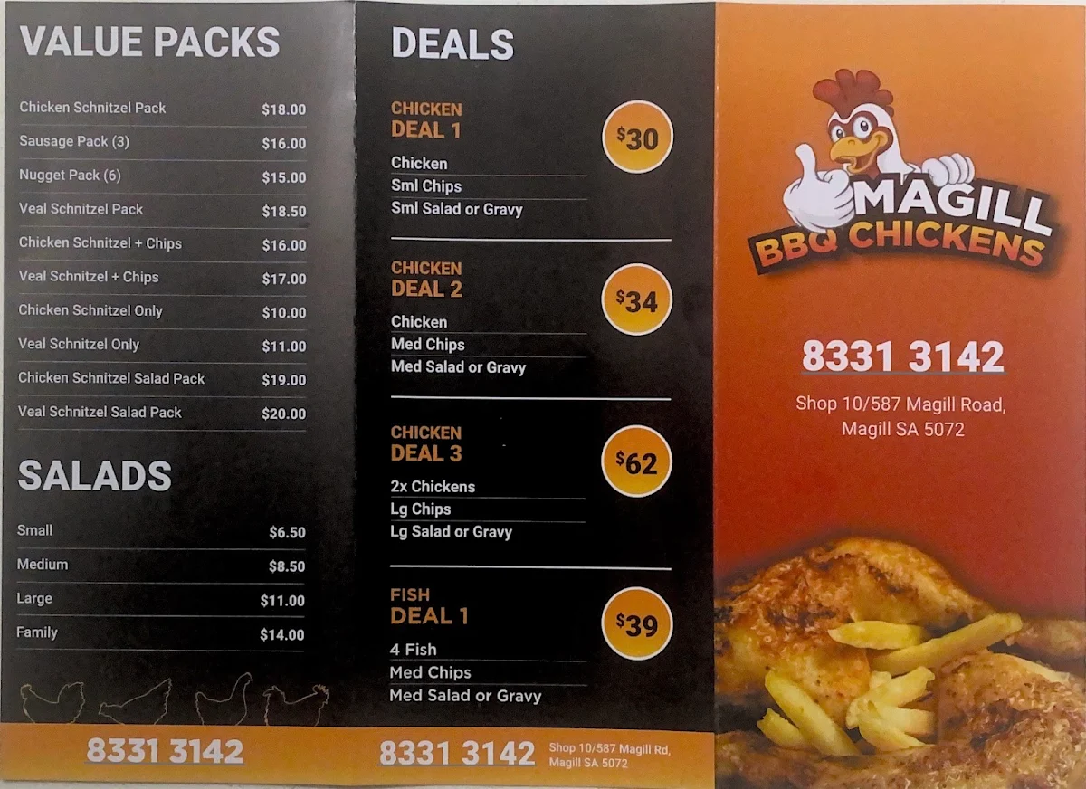 Menu, Magill BBQ Chickens