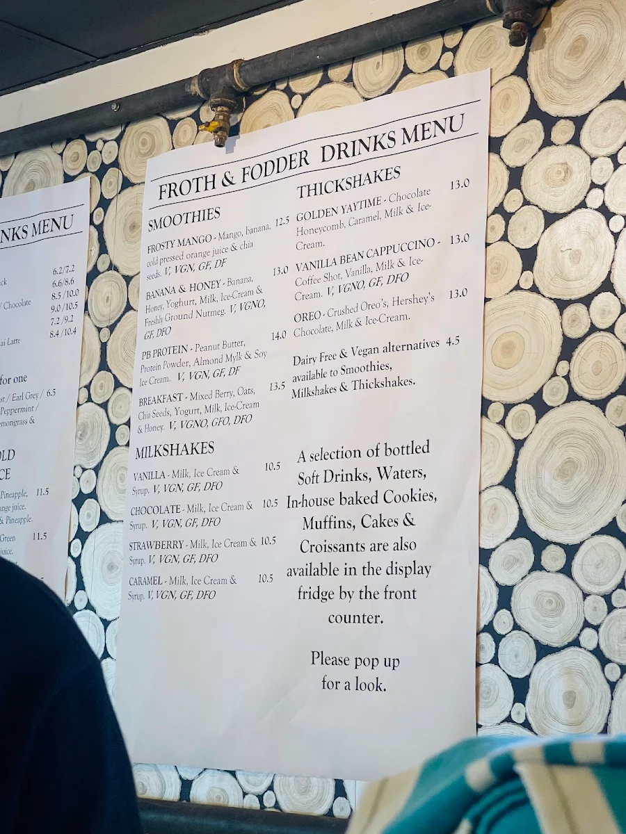 Menu, Froth and Fodder