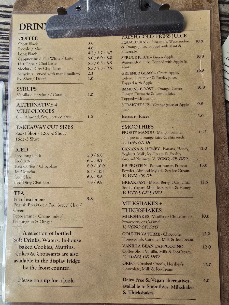 Menu, Froth and Fodder