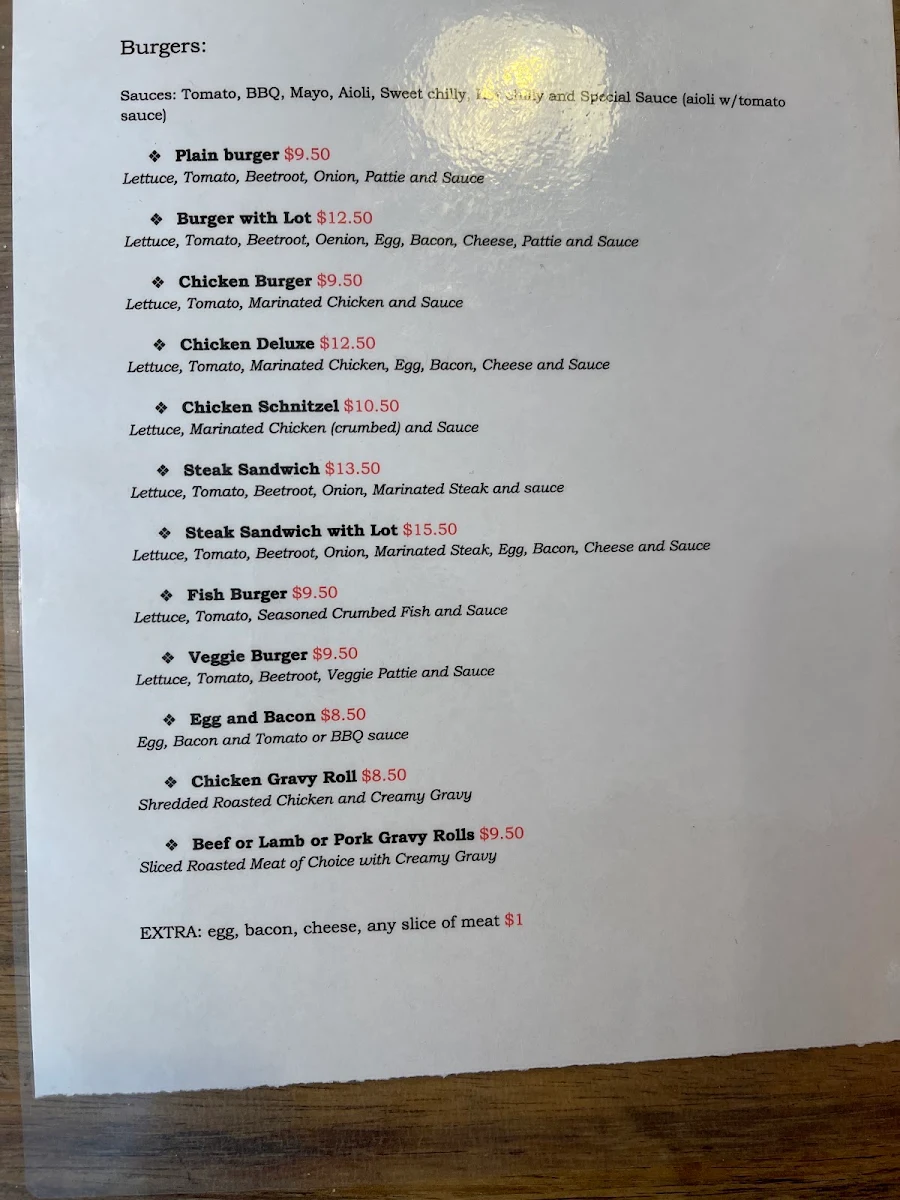 Menu, Nerson's