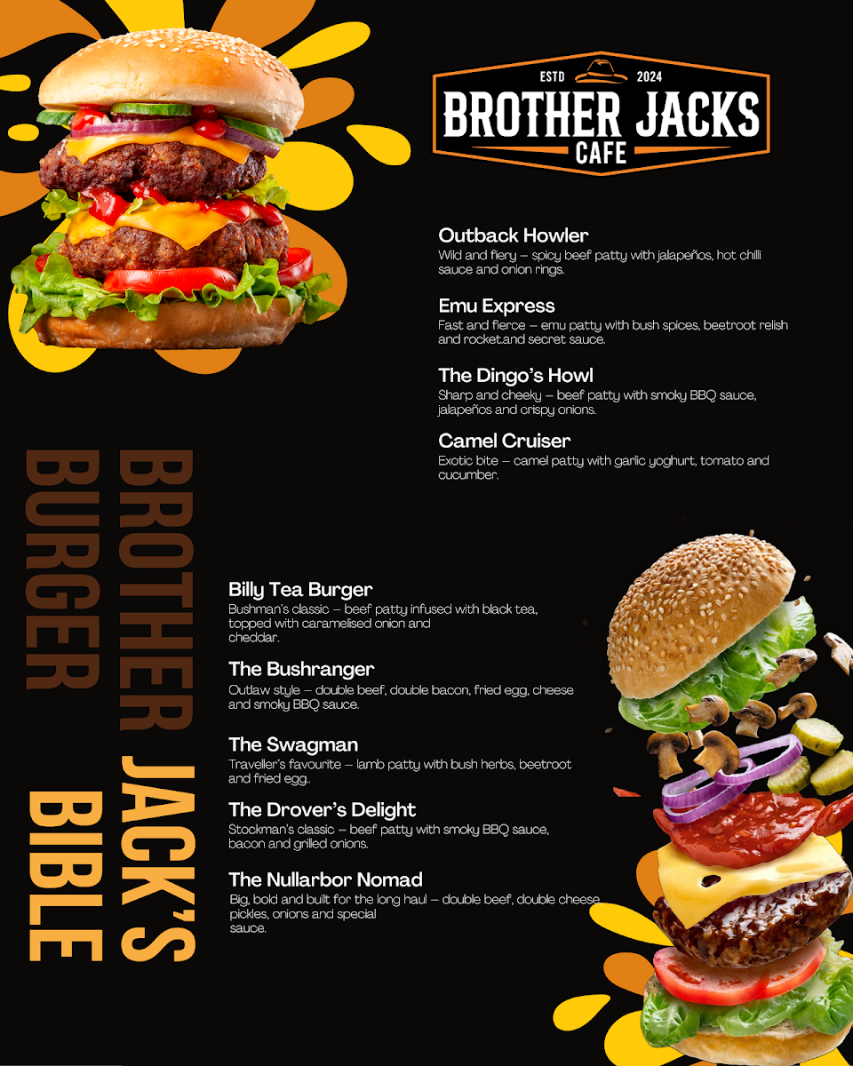 Menu, Brother Jacks Cafe