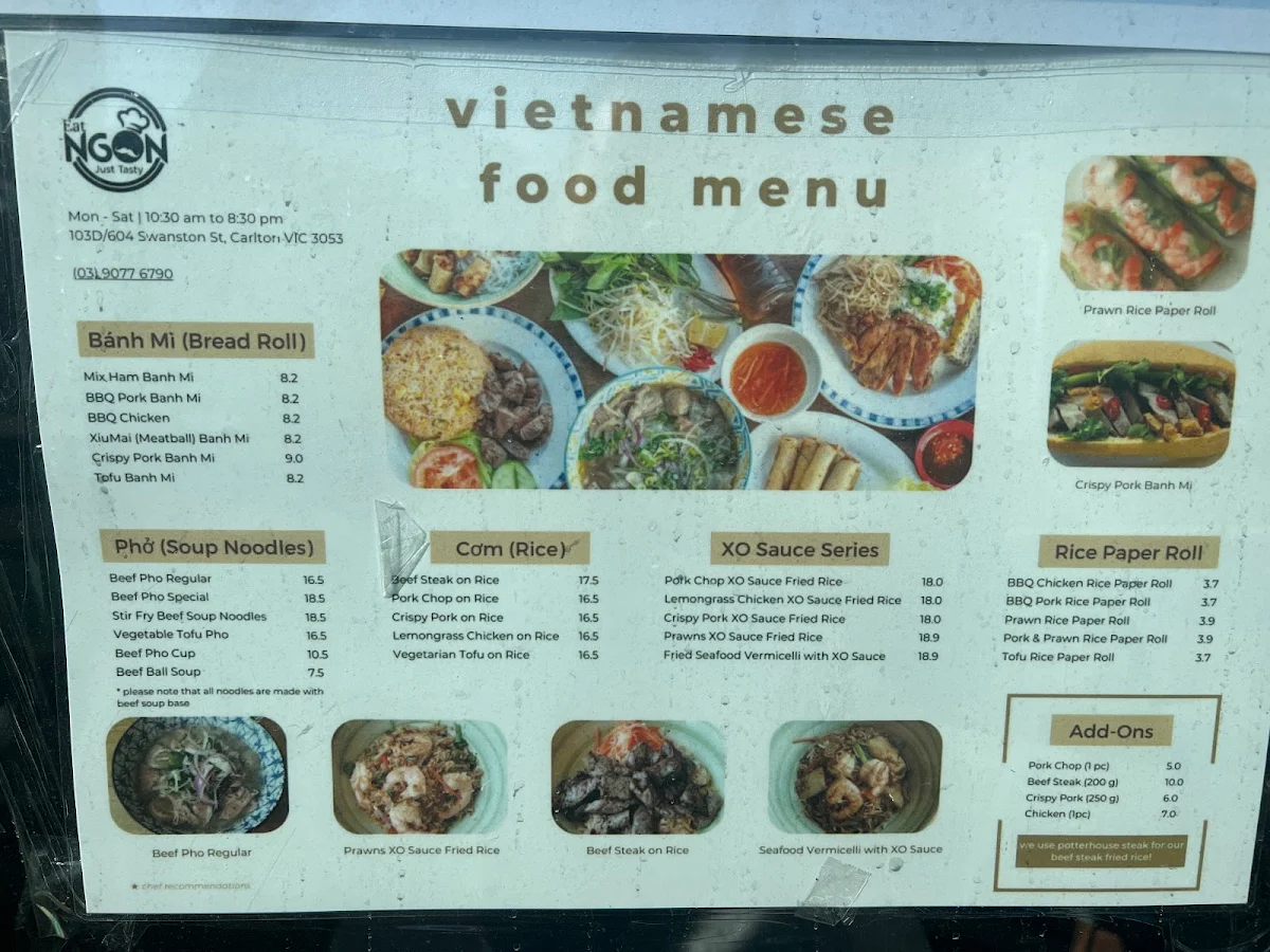 Menu, Eat Ngon