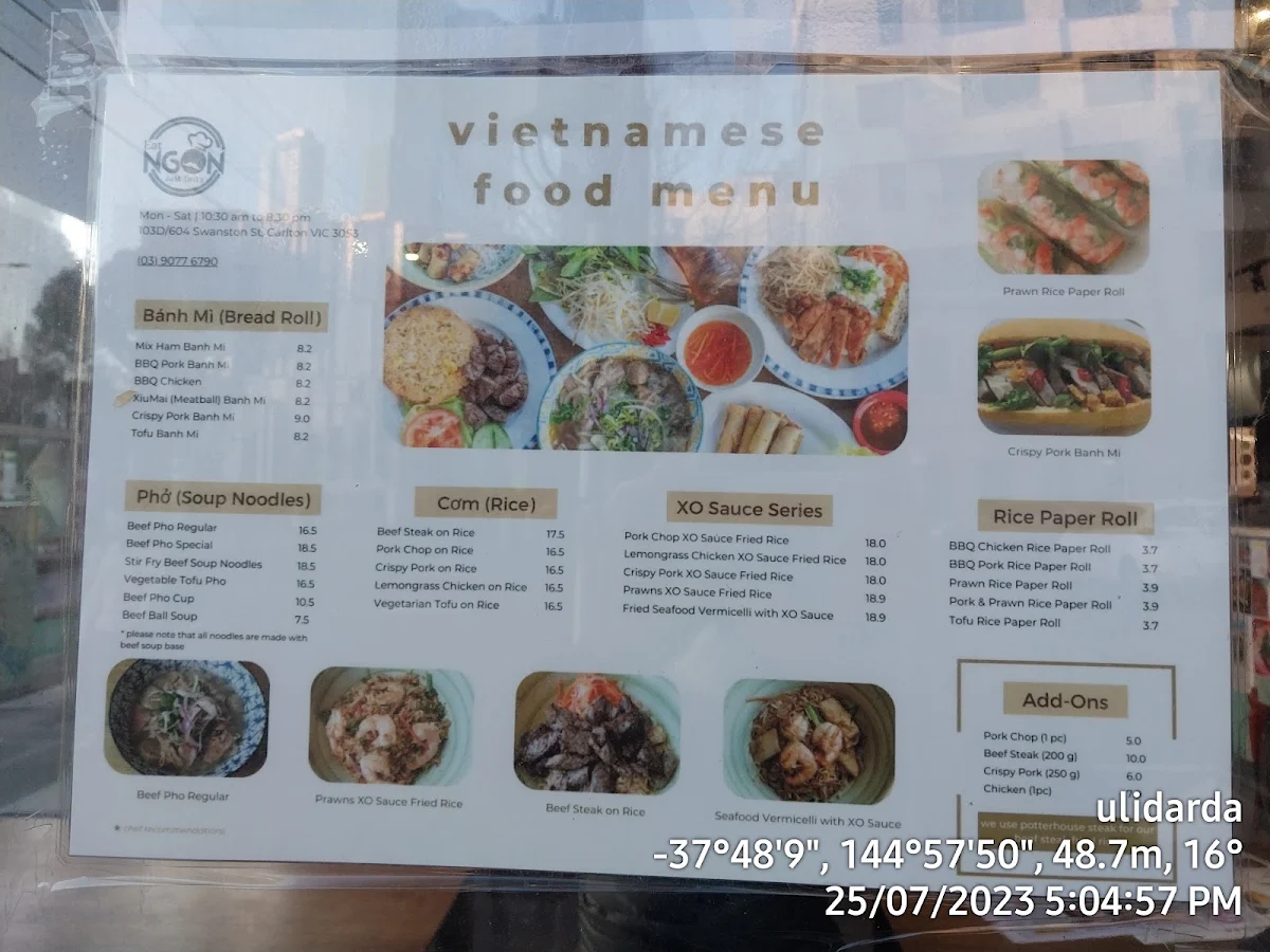 Menu, Eat Ngon