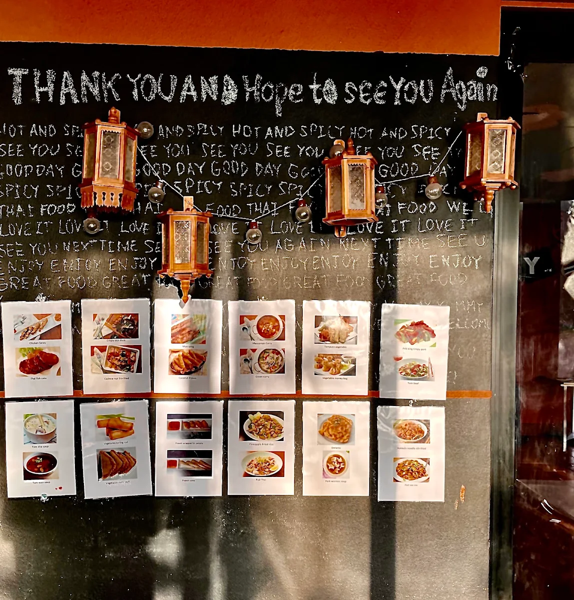 Menu, Backyard Thai Cuisine