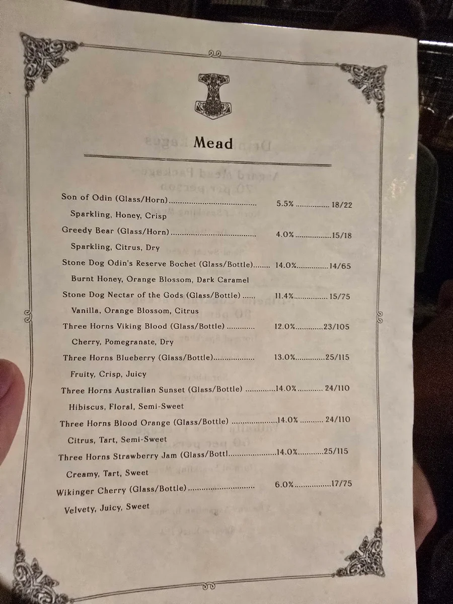 Menu, Mjølner Sydney