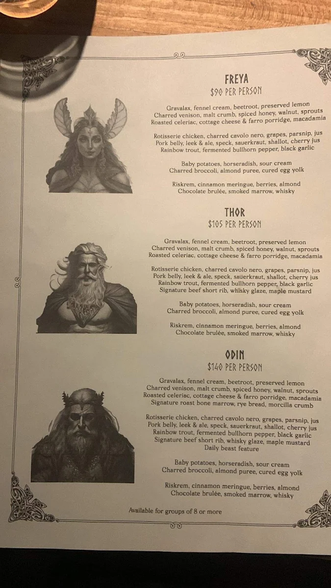 Menu, Mjølner Sydney