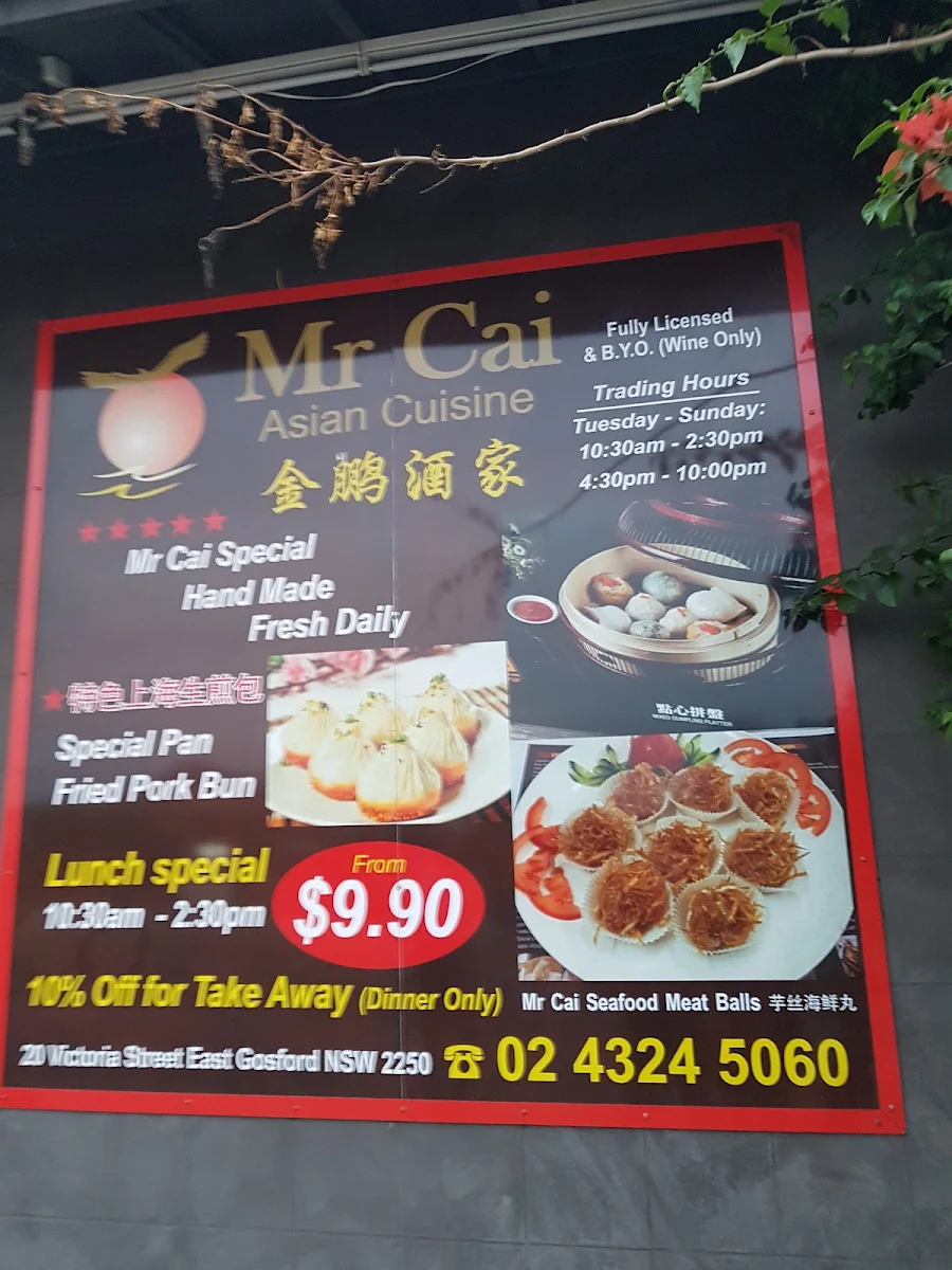 Menu, Mr Cai Asian Cuisine