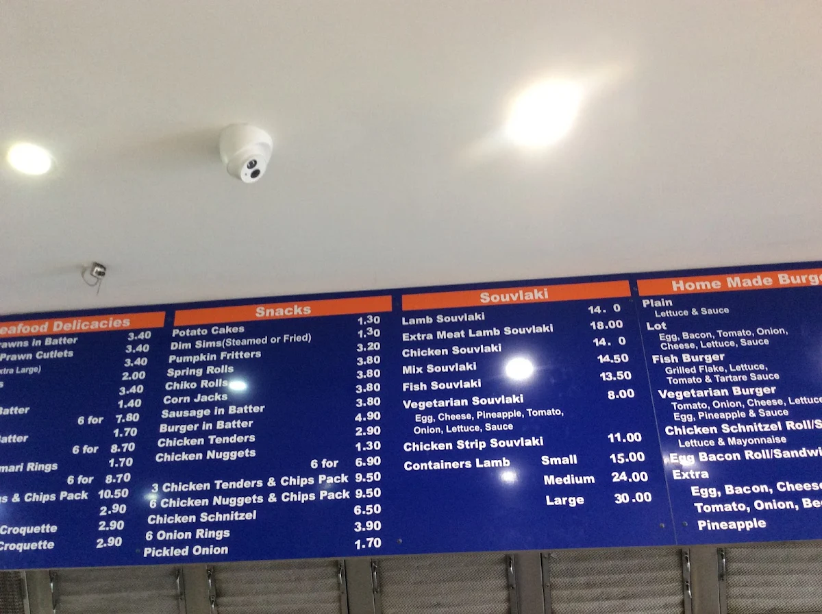 Menu, Brice Avenue Fish & Chips