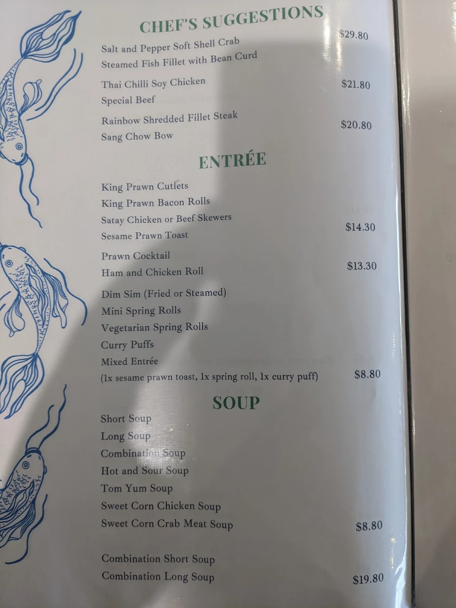 Menu, New Golden Lake