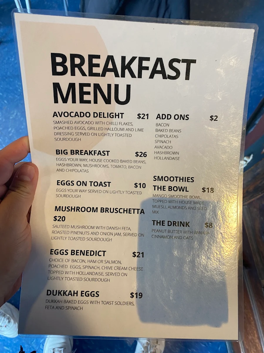 Menu, The Shearer's Cook Cafe