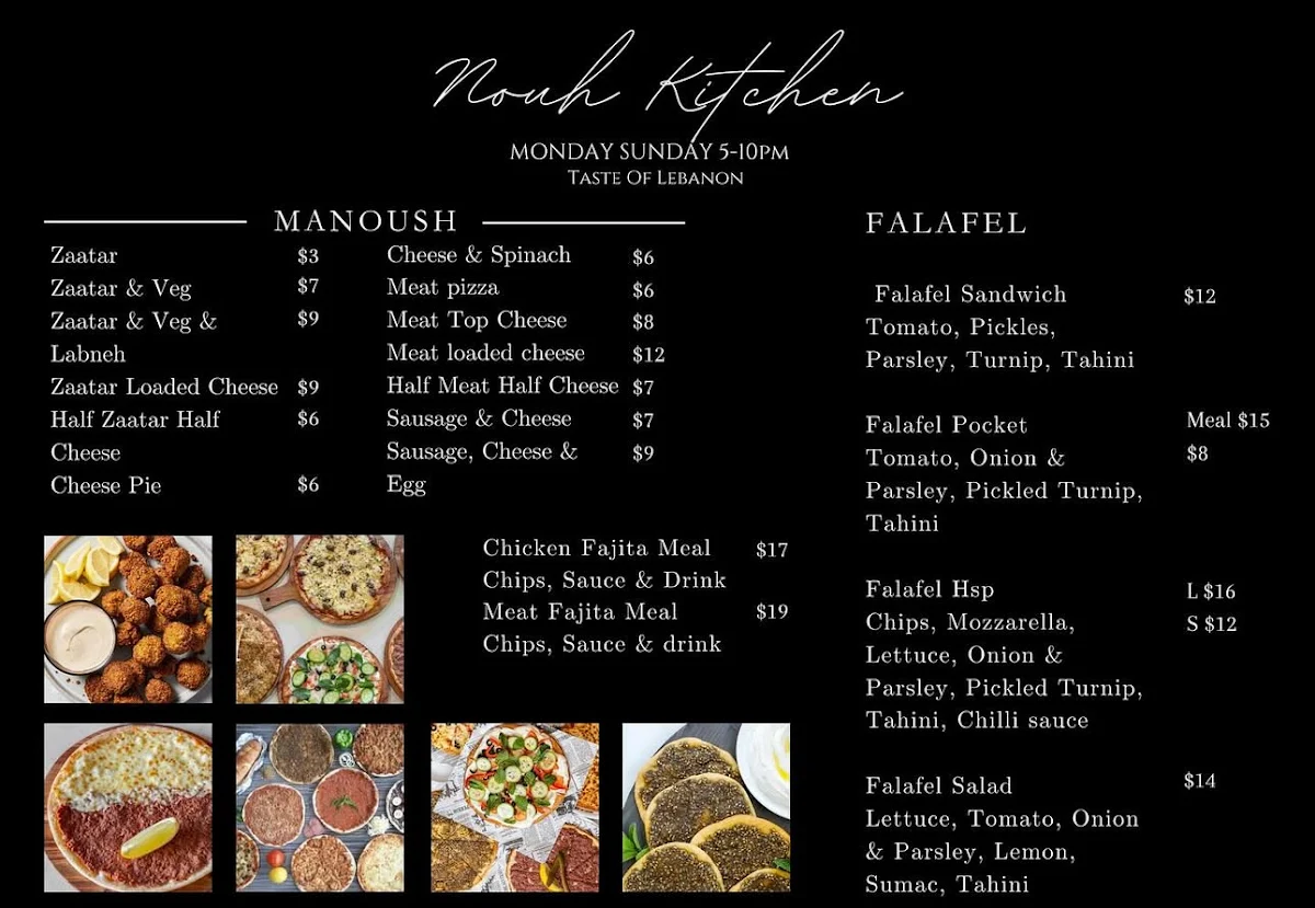 Menu, Nouh Kitchen