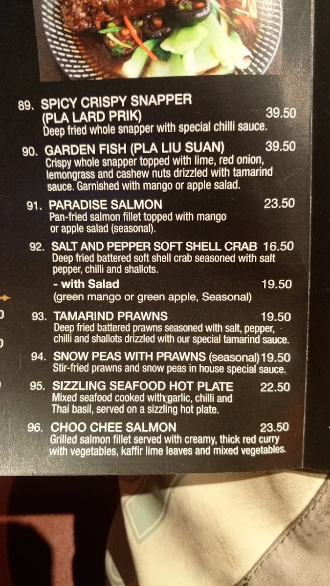 Menu, Village Thai